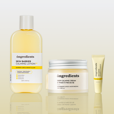 ONGREDIENTS Calming Lotion EX, Deep Calming Cream & Calming Lip Essence Trio Set