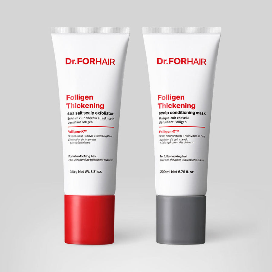 DR.FORHAIR Folligen Thickening Sea Salt Scalp Exfoliator & Conditioning Mask Set