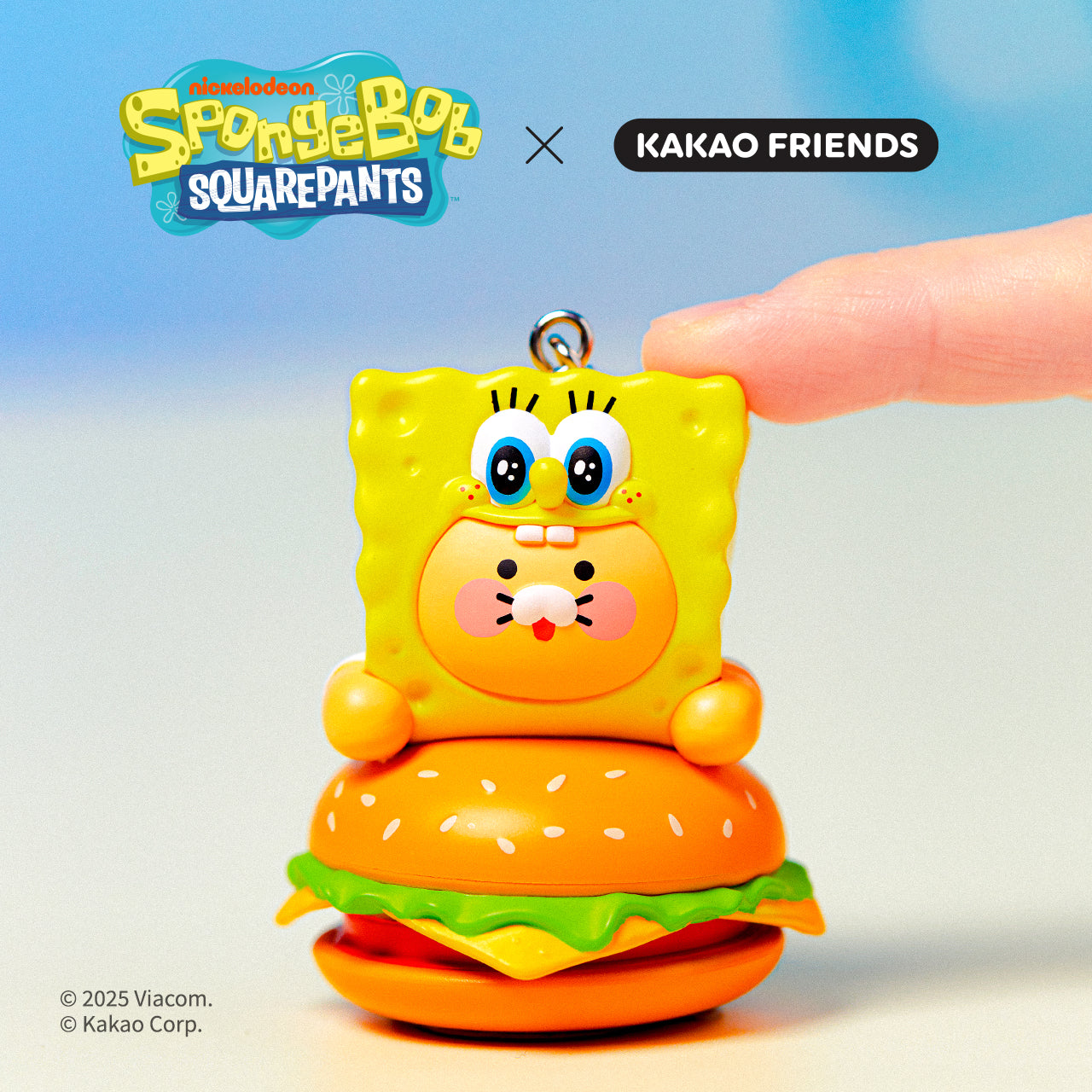 KAKAO FRIENDS - SpongeBobXFriends Casquette Figurine Porte-cles SpongeBob Chunsik