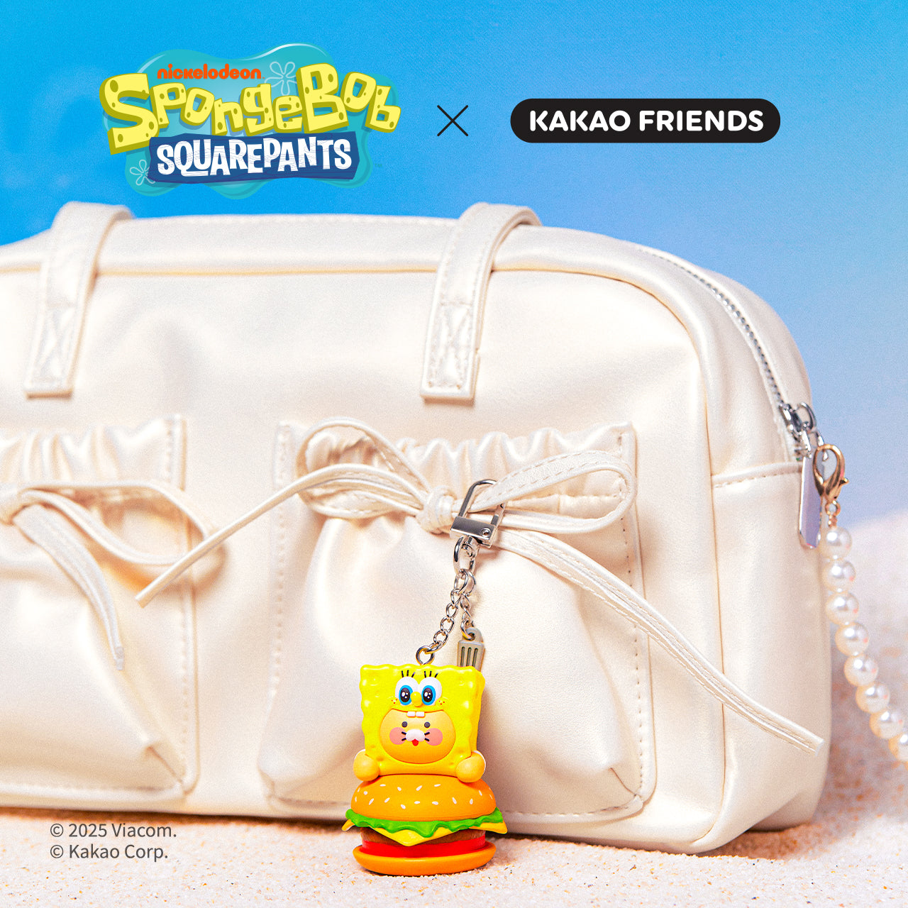 KAKAO FRIENDS - SpongeBobXFriends Casquette Figurine Porte-cles SpongeBob Chunsik