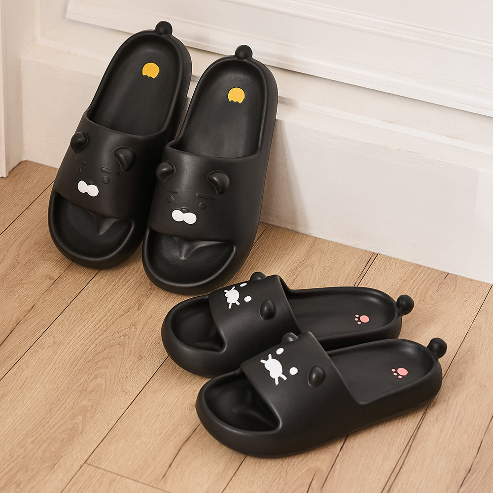 KAKAO FRIENDS - Noir Pantoufles Femme Chunsik