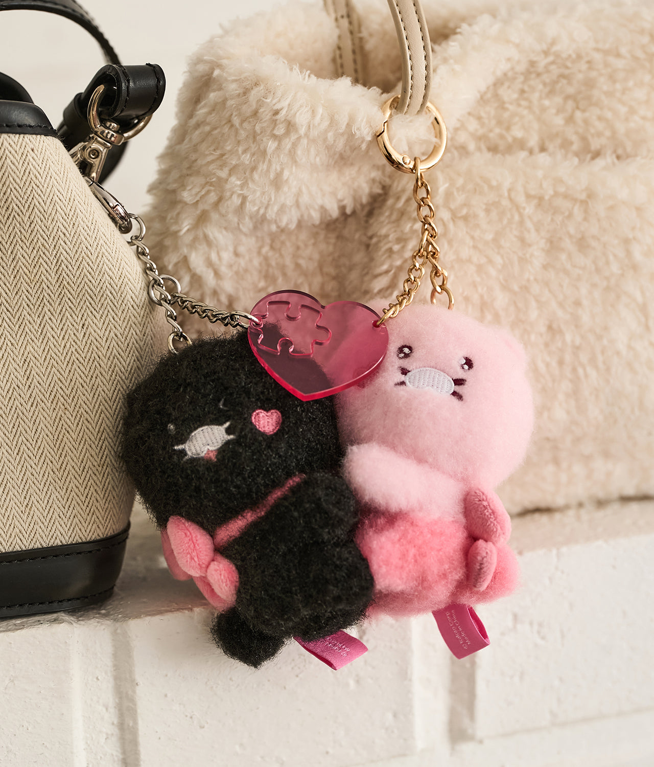 KAKAO FRIENDS - Noir Aimant Porte-cles Peluche Set Chunsik - Detail 3