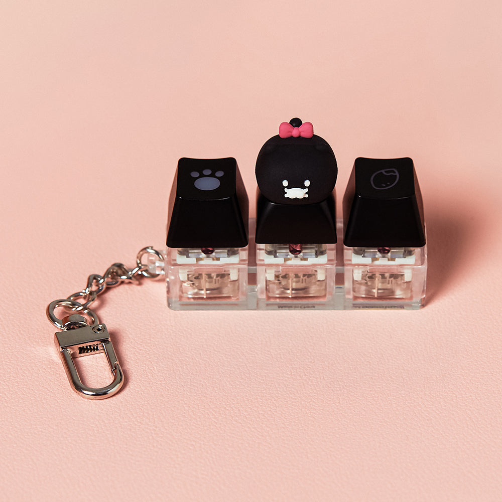 KAKAO FRIENDS - Noir LEDCasquette Figurine Porte-cles Chunsik