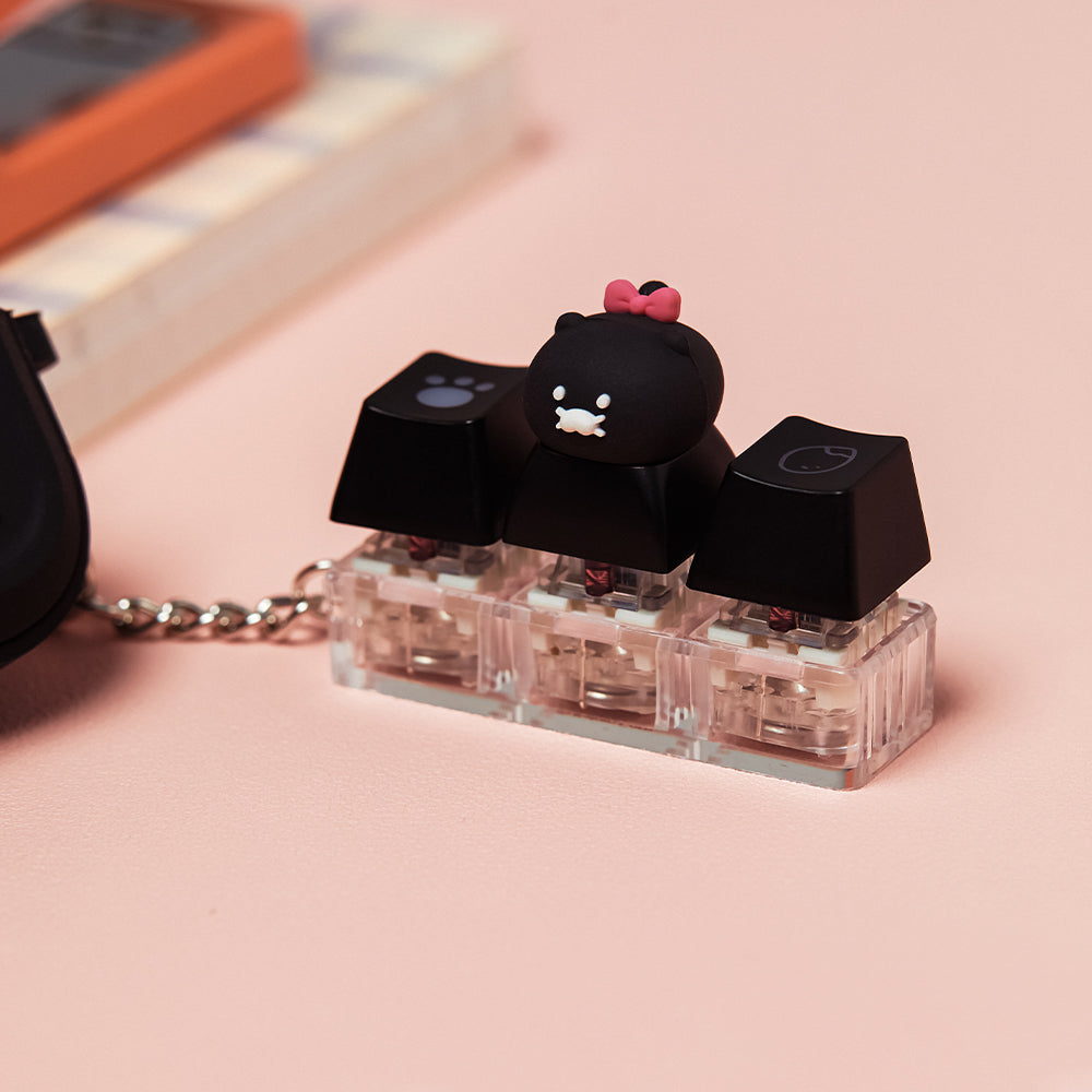 KAKAO FRIENDS - Noir LEDCasquette Figurine Porte-cles Chunsik
