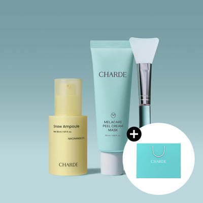 CHARDE Snow Ampoule & Melacare Peel Cream Mask & Brush Set