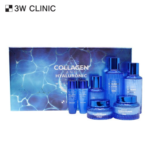 3W CLINIC Collagen And Hyaluronic Water-Full Skincare set (Skin+Essence+Eye Cream+Lotion+Cream) disponible sur Ma petite Coree, ton Eshop 100% K-beauty en direct de Seoul