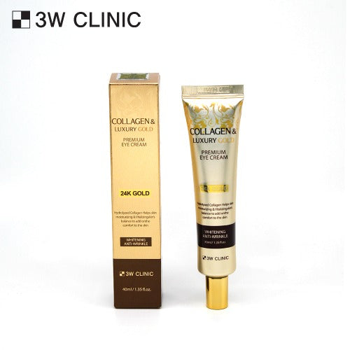 3W CLINIC Collagen Luxury Gold Eye Cream – tube doré et boîte 40 ml, détail n° 1