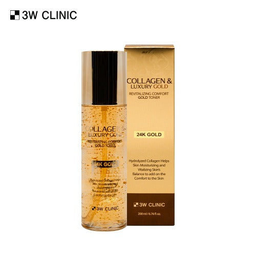 3W CLINIC Collagen & Luxury Gold Revitalizing Comfort Gold Toner 200ml disponible sur Ma petite Coree, ton Eshop 100% K-beauty en direct de Seoul