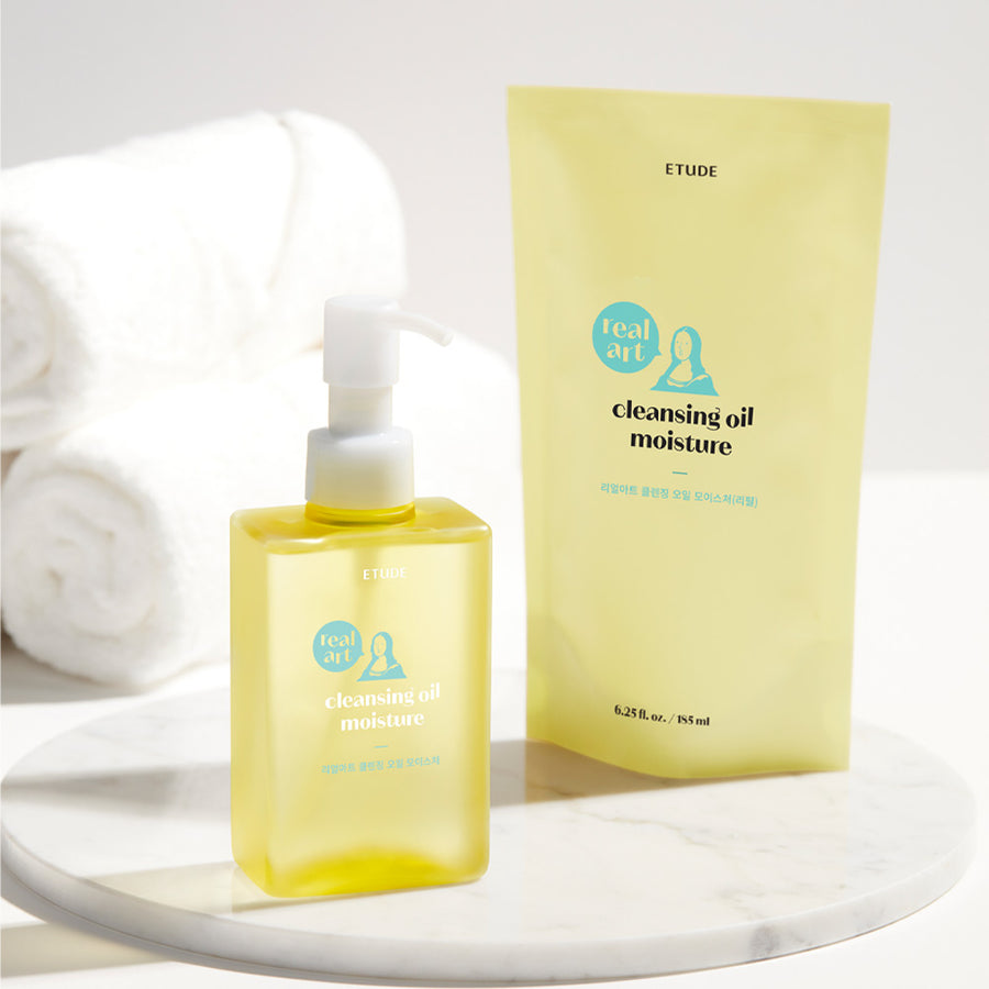 ETUDE Real Art Cleansing Oil Moisture (Main product 185ml + Refill 185ml)
