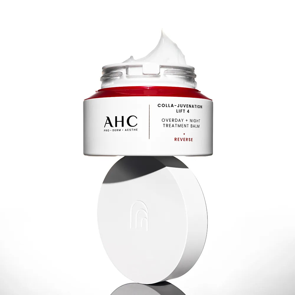 Crème AHC Cola Juvenation Lift 4 Overday Night Treatment Balm 50ml en pot, hydratation et soin de nuit pour une peau renouvelée.