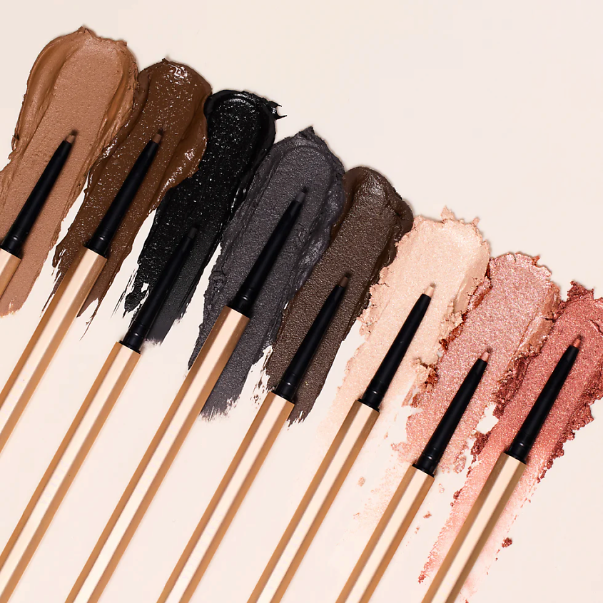 DEAR DAHLIA Perfect Designing Eyeliner Pencil : crayon eyeliner sur plusieurs teintes maquillage, contexte studio sur fond clair.