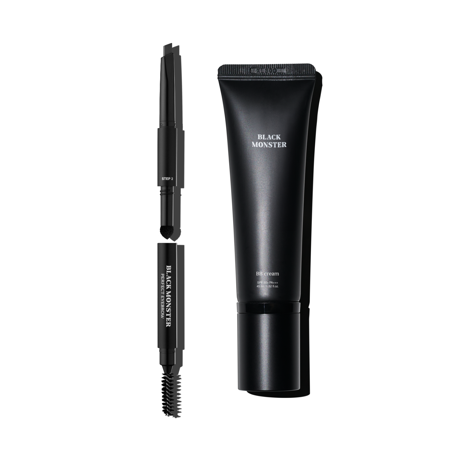BLACK MONSTER First Impression Set de la marque BLACK MONSTER, crème visage et stylo sur fond blanc.