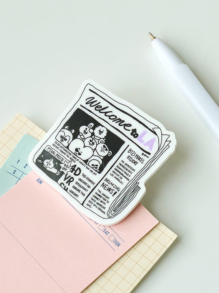 BT21 ACRYLIC MAGNETIC CLIP LA CITY EDITION, clip magnétique acrylique officiel LINE FRIENDS BT21 sur papeterie