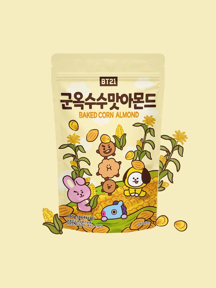 BT21 ALMOND (180g) : paquet d’amandes coréennes illustré, LINE FRIENDS, ambiance kawaii et chaleureuse pour déco