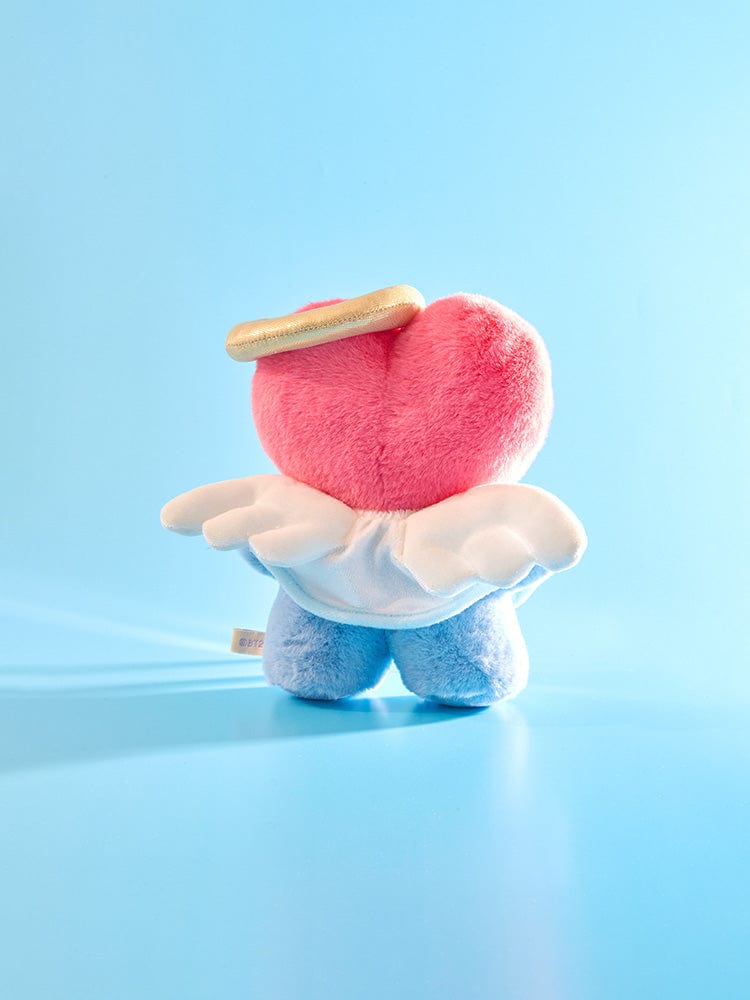 BT21 ANGEL & VILLAIN COSTUME CLOSET - ANGEL, peluche rose en habit d’ange sur fond bleu, LINE FRIENDS, chambre