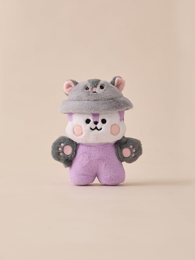 BT21 BABY COSTUME PLUSH CLOSET - FLYING SQUIRREL FLUFFY, peluche BT21 bébé en costume écureuil volant, fond clair