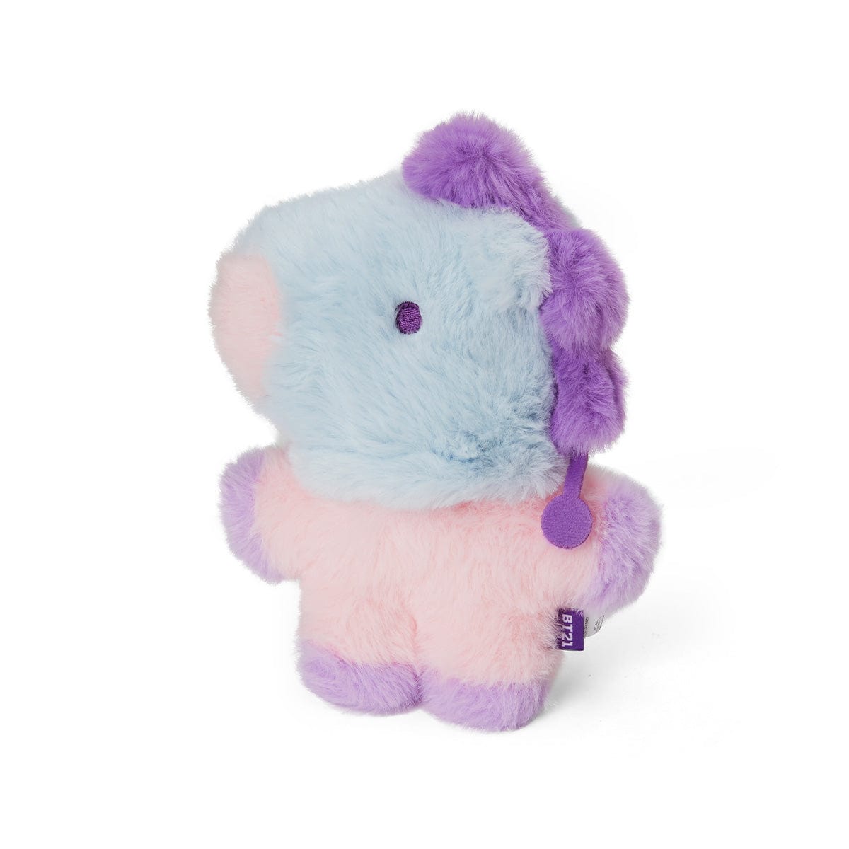 BT21 BABY MANG FLAT FUR STANDING DOLL PURPLE HEART EDITION : peluche Mang J-Hope BTS, décor chambre, fond blanc.