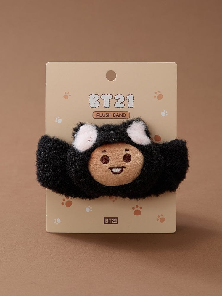 BT21 BABY MORE FLUFFY FACE PLUSH BAND, peluche BT21 Baby sur carte, visage du personnage en gros plan, cadeau