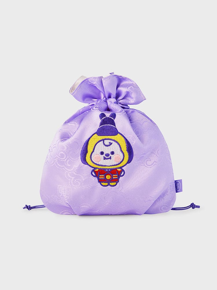 BT21 CHIMMY BABY GOOD LUCK POUCH K-EDITION ver.2 : pochette lilas avec CHIMMY, sac porte-bonheur LINE FRIENDS