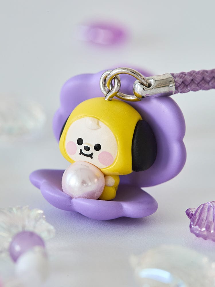 BT21 CHIMMY BABY PEARL FIGURINE STRAP : porte-clés officiel LINE FRIENDS en figurine CHIMMY sur corde violette