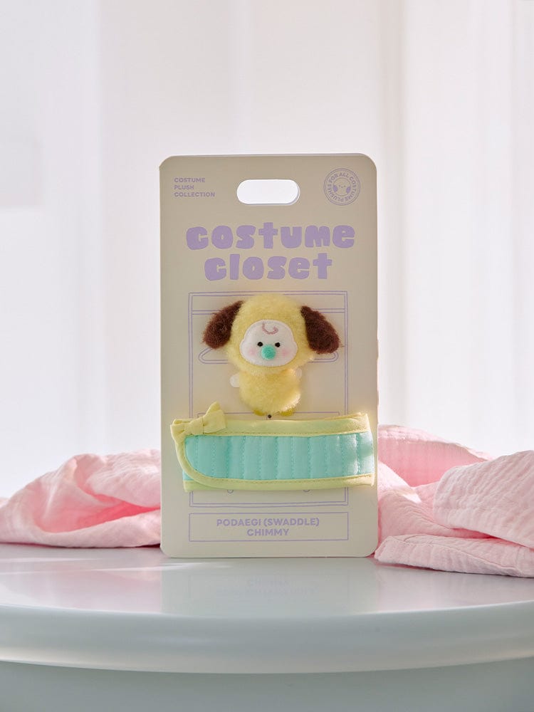 BT21 CHIMMY BABY PLUSH CLOSET - BABY SLING NEWBORN SEASON 2 : peluche CHIMMY sur emballage, décor chambre bébé
