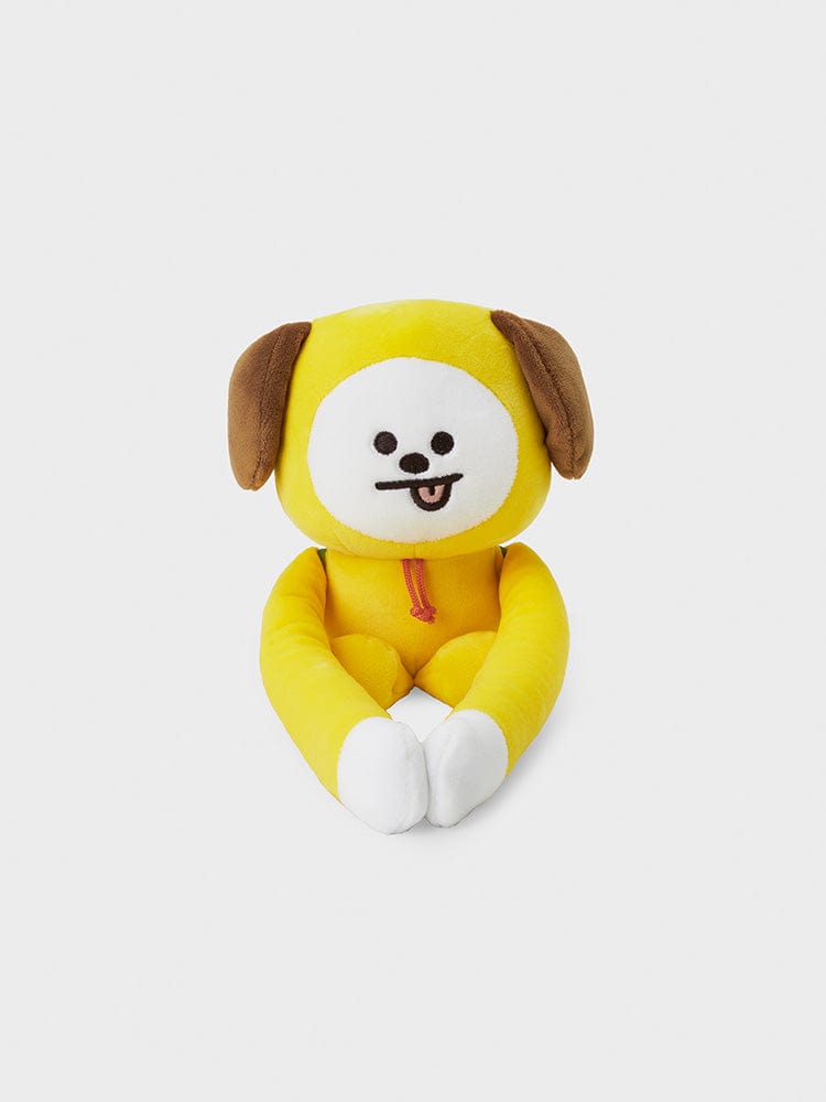 BT21 CHIMMY BIG PLUSH MAGNET CHEWY CHEWY CHIMMY, peluche magnétique LINE FRIENDS, CHIMMY chiot jaune sur fond clair