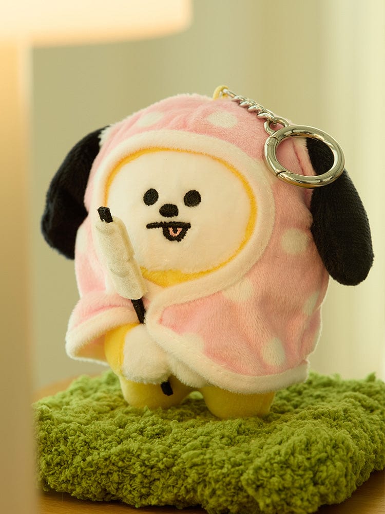 BT21 CHIMMY DOLL KEYRING CAMPFIRE : porte-clés CHIMMY LINE FRIENDS, peluche sur coussin vert, fan de K-pop