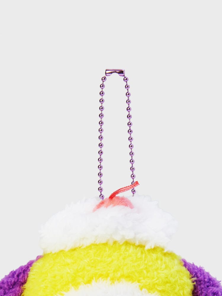 BT21 CHIMMY DOLL KEYRING ON THE CLOUD EDITION, porte-clés CHIMMY LINE FRIENDS sur chaîne, nuage moelleux jaune.