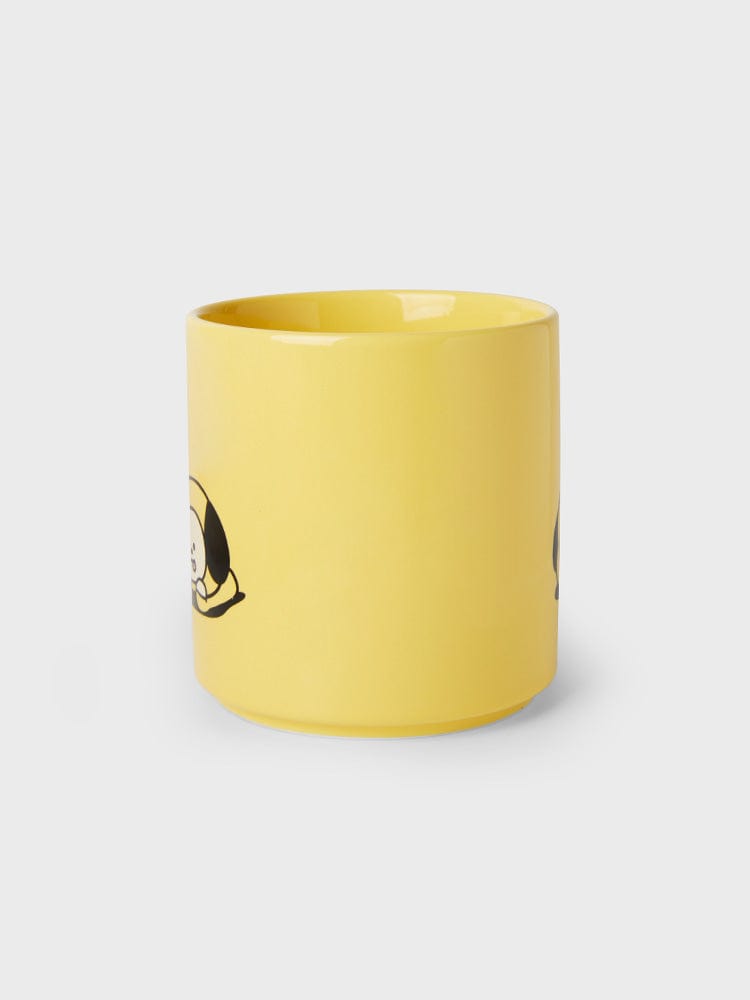 BT21 CHIMMY MUG CUP (12 OZ) NEW BASIC EDITION, mug jaune officiel LINE FRIENDS avec CHIMMY, ambiance kawaii sur fond clair.