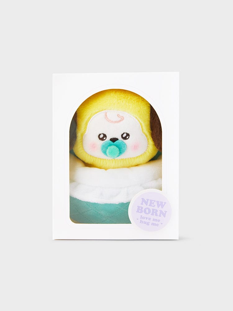 BT21 CHIMMY NEWBORN BABY PLUSH, peluche officielle Jimin BTS, chiot dans son emballage, décor chambre bébé, image produit