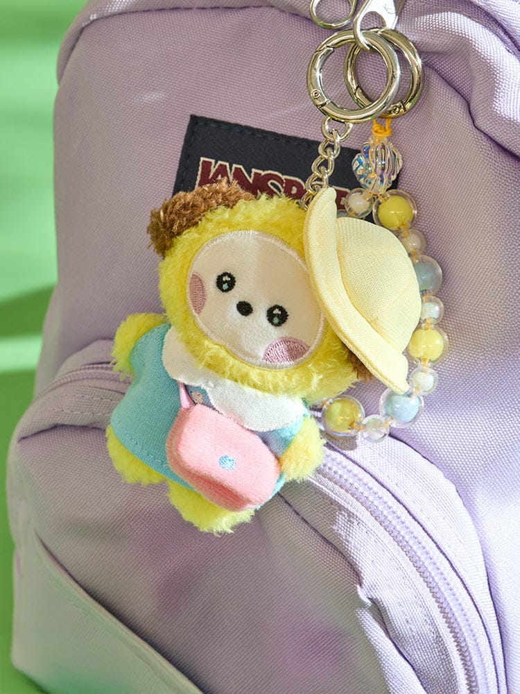 BT21 CHIMMY mini minini PLUSH KEYRING PICNIC MATE : porte-clés peluche CHIMMY sur sac violet, collection MININI.