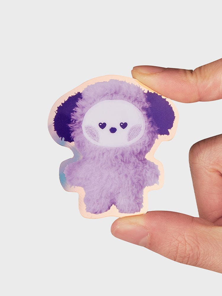 BT21 CHIMMY minini ACRYLIC MAGNETIC CLIP PURPLE OF WISH EDITION : porte-clip aimanté violet avec visage CHIMMY, main tenant