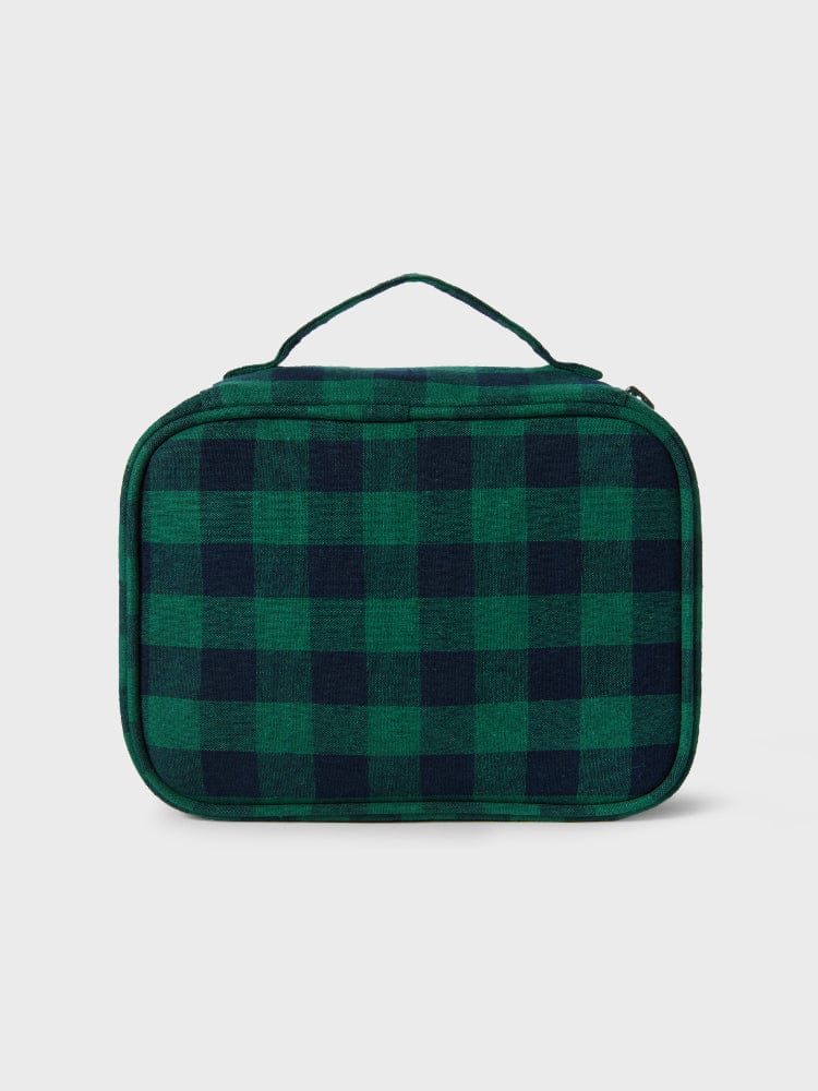 BT21 CHIMMY minini CHECKERED POUCH BASIC, pochette verte à carreaux avec motif CHIMMY, official LINE FRIENDS, vue studio