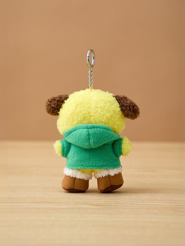 BT21 CHIMMY minini DOLL KEYRING BOOTS EDITION : porte-clés CHIMMY sur fond beige, style peluche, collection minini.