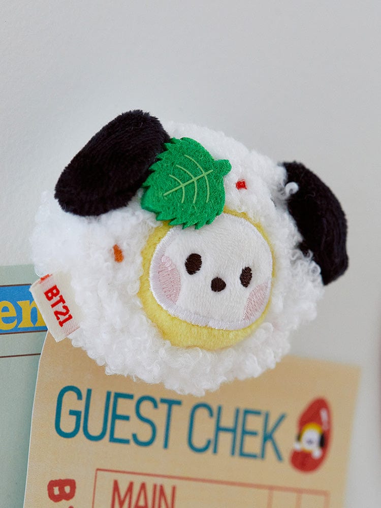 BT21 CHIMMY minini PLUSH MAGNET BUNSIK peluche aimantée BT21, chiot CHIMMY décoratif sur carte “GUEST CHECK”