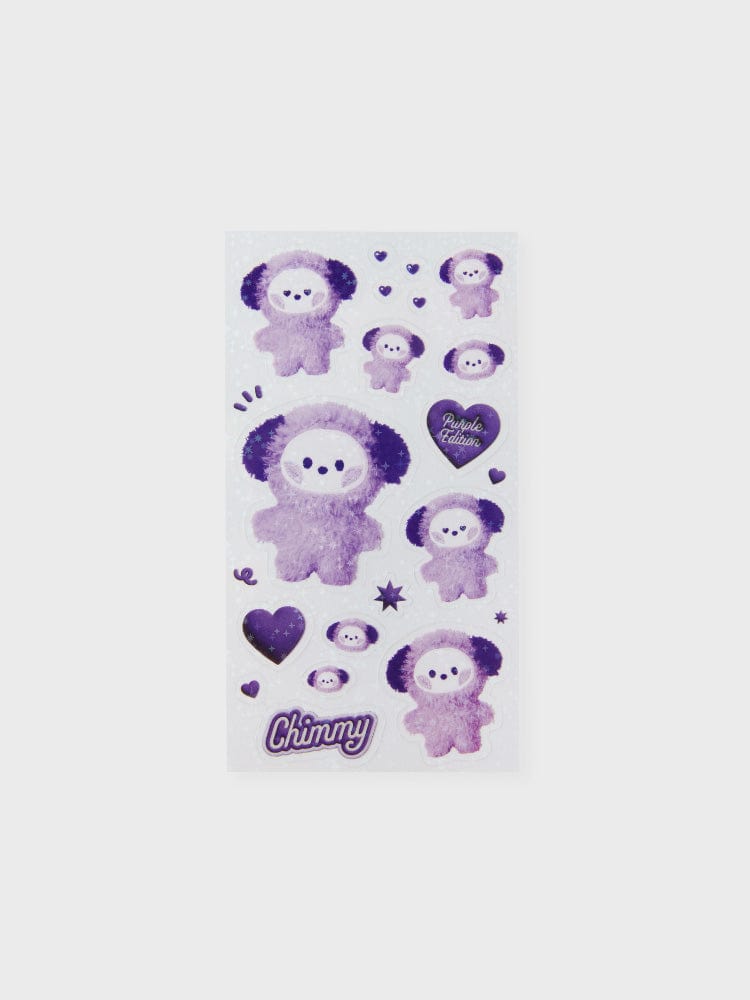 BT21 CHIMMY minini STICKERS PURPLE OF WISH EDITION, stickers violets CHIMMY sur fond clair, LINE FRIENDS, papeterie