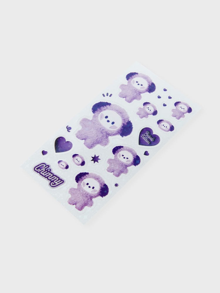 BT21 CHIMMY minini STICKERS PURPLE OF WISH EDITION : stickers violets CHIMMY sur carte, papeterie LINE FRIENDS officielle
