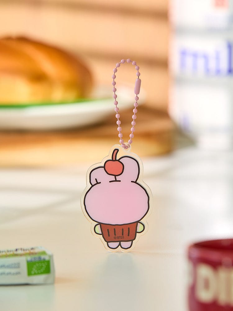 BT21 COOKY BABY ACRYLIC KEYRING BAKERY SHOP, porte-clés COOKY sur ruban, ambiance boulangerie LINE FRIENDS