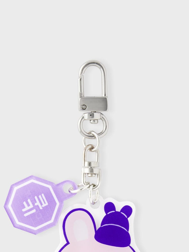 BT21 COOKY BABY ACRYLIC KEYRING K-EDITION ver.2 LINE FRIENDS, porte-clés acrylique violet sur fond clair