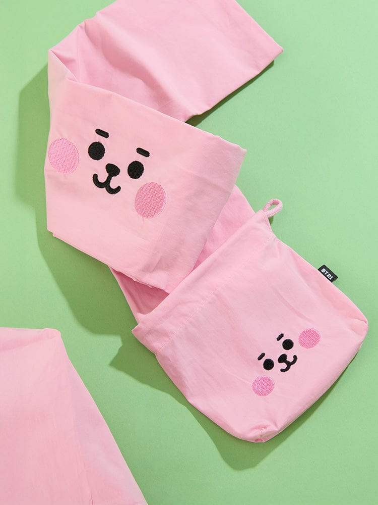 BT21 COOKY BABY BASIC ECO BAG de LINE FRIENDS, pochette/eco bag rose avec dessin COOKY sur fond vert menthe