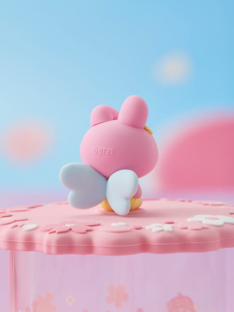BT21 COOKY BABY GLASS UP & LID (11oz) SPRING FAIRY LINE FRIENDS : bocal rose avec couvercle, décor printemps kawaii.