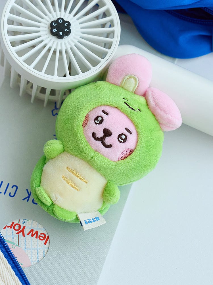 BT21 COOKY BABY MINI DOLL OCEAN FRIENDS : peluche officielle LINE, COOKY lapin musclé, mini décor chambre, fond bleu et ventilateur