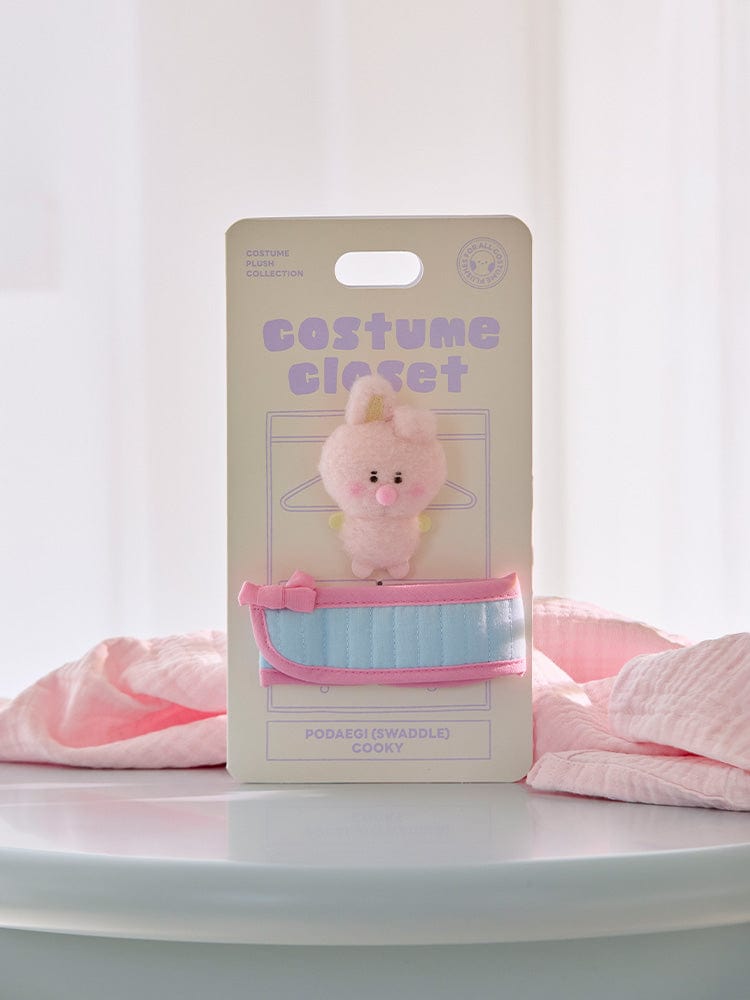 BT21 COOKY BABY PLUSH CLOSET - BABY SLING NEWBORN SEASON 2 : peluche COOKY dans son emballage, bébé lapin rose.