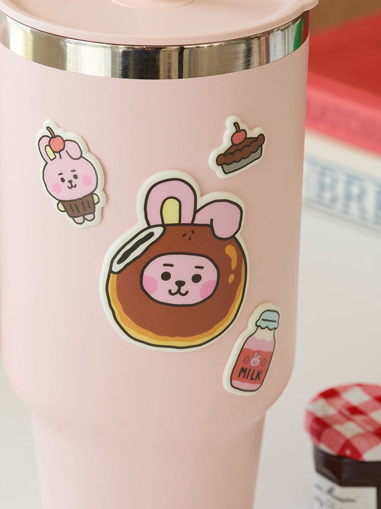 BT21 COOKY BABY STICKERS BAKERY SHOP : stickers COOKY sur gobelet blanc, ambiance pâtisserie, papeterie LINE FRIENDS