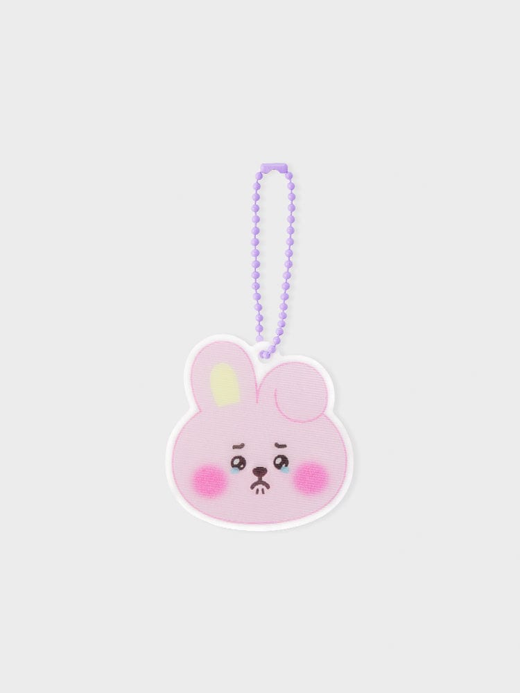 BT21 COOKY NEWBORN BABY LENTICULAR 3D KEYRING LINE FRIENDS : porte-clés COOKY lapin musclé, fond clair, look lenticulaire