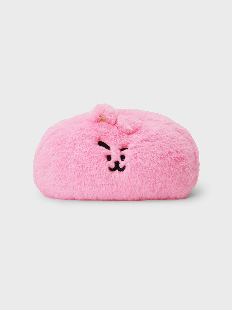 BT21 COOKY PLUSH TISSUE HOLDER COZY HOME peluche tissu LINE FRIENDS, en forme de lapin musclé rose sur fond clair.