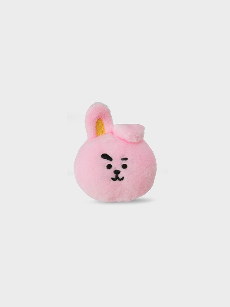 BT21 COOKY QUILTED BAG WITH FACE PLUSH BADGE WINTER EDITION : peluche lapin musclé COOKY LINE FRIENDS, fond blanc.