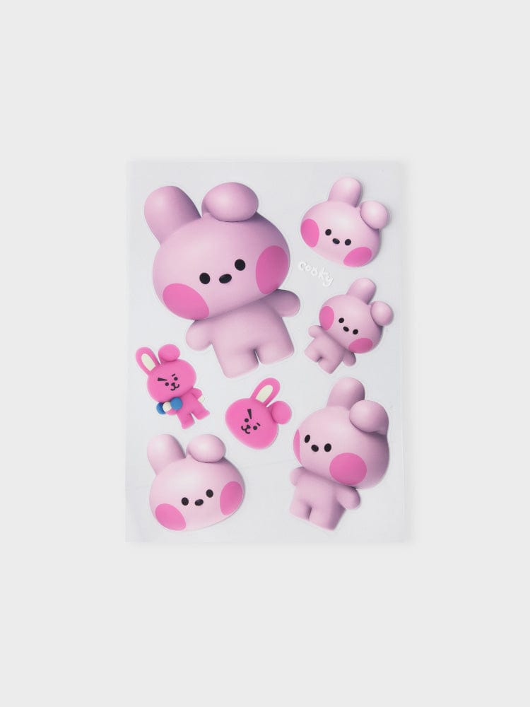 BT21 COOKY REMOVABLE STICKERS BIG & TINY EDITION : stickers papeterie officiels LINE FRIENDS, visuel COOKY lapin musclé