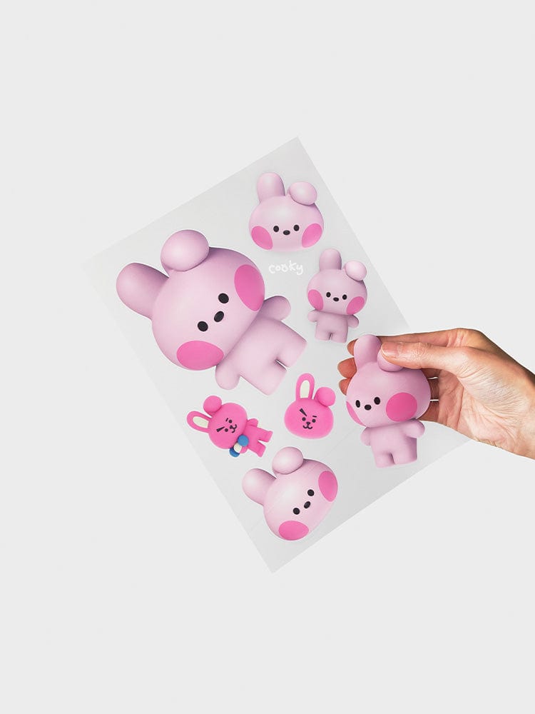 BT21 COOKY REMOVABLE STICKERS BIG & TINY EDITION, stickers lapin musclé COOKY LINE FRIENDS pour bureau et école