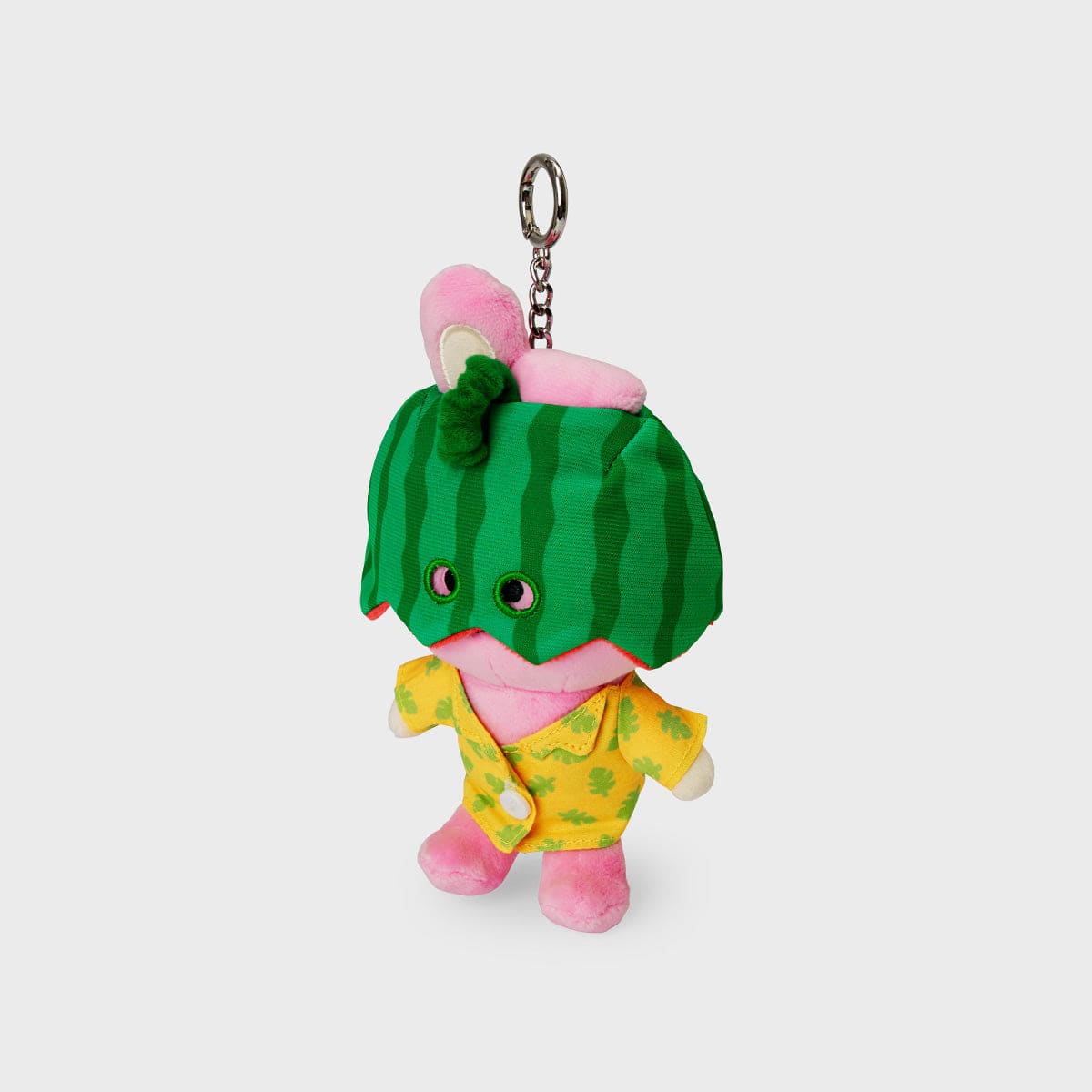 BT21 COOKY SUMMER LANE BODY BAG CHARM LINE FRIENDS : porte-clés COOKY lapin musclé, décor été sur fond clair